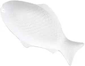 Hemoton Ceramic Fish Shaped Plate Ceramic Fish Platter Food Trays Oval Dinner Plate Appetizer Serving Tray Snack Storage Dish for Kitchen Home Sushi Cheese Dessert (11 Inch, White) Cereals Plate