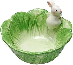 Easter Candy Dishes Easter Bunny Bowl, Cute Bowl Ceramic, Salad Bowl With Cabbage Rabbit Shaped, Kawaii Candy Bowls for Kids, Microwave Available,Best Kitchen Household Gift