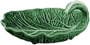 Bordallo Pinheiro Cabbage Leaf with Curvature 7" Green Platter, Set of 2
