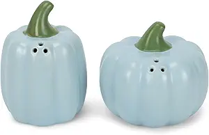 Nat & Jules Mini Pumpkin Shaped 3 Inch Ceramic Salt and Pepper Shakers: Perfect for Thanksgiving, Halloween & Indoor Fall Décor - Set of 2,