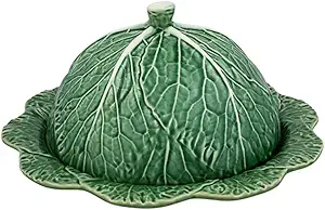 Bordallo Pinheiro Green Cabbage Earthenware Round Cheese Tray