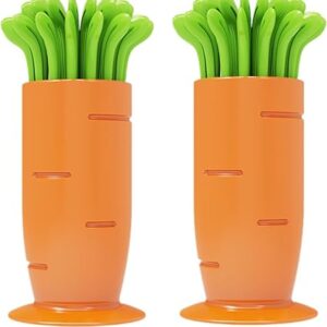 Creative radish fruit fork set two teeth home eating fruit fork cake dessert small fork cute wind fruit stick (orange)