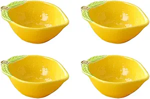 4pcs Ceramic Appetizer Plates Lemon Shape Side Dishes Seasoning Plates