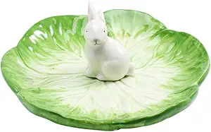 Housoutil Cabbage for Shaped Easter Porcelain Multipurpose Dessert Snack Mixing Design Snacks Tray Serving Bowl Party Display Chinese Salad Kids Green Dinner Plate Seasoning Round Fruit
