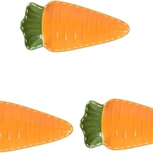 Zerodeko 3 Pcs Dinner Plate Salad Carrot Shape Bowl Ceramic Craft Food Plate Carrot Plate Snack Tray Snack Bowls Easter Serving Platters Breakfast Food Child Cake Ceramics Flat Plate