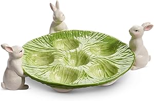 Raz Imports The Carrot Patch 11.5" Cabbage Bunny Egg Holder Plate