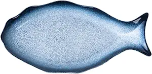 Cabilock Serving Platter Dishes Sushi Plate Ceramic Serving Platter Decorative Snack Storage Platter Fish Shaped Plate for Meat Sushi Rolls Appetizers Party or Daily Use