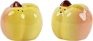 Novelty Ceramic Fruit Salt and Pepper Shakers Set - Peach