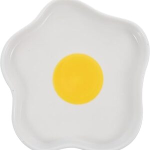Kichvoe Fried Egg Shape Dinner Plate Ceramic Food Dishes Breakfast Appetizer Plate Dessert Salad Dry Fruit Snack Plates Jewelry Tray
