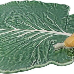 Bordallo Pinheiro 14 Inch Green Cabbage with Snail Platter