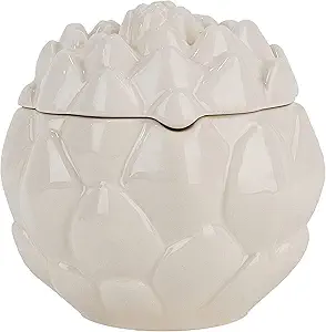 Servette Home Artichoke Large Sugar Bowl Condiment Jar With Lid - White