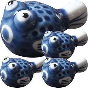 Luxshiny 4Pcs Puffer Fish Chopstick Rest, Japanese Chopsticks Holder Chopsticks Spoon Rest Chopsticks Storage Rack Cutlery Rest Dinning Table Decor