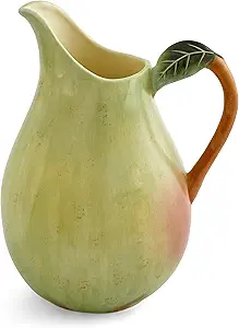 Spode Nature's Bounty Figural Pear Pitcher | 9.75 Inch Large Pitcher with Handle for Water, Iced Tea and Cocktails | Made of Dolomite