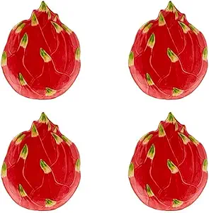 Bordallo Pinheiro Tropical Fruits Set of 4 Dessert Plates Pitaya Dragon Fruit