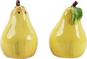 Novelty Ceramic Fruit Salt and Pepper Shakers Set - Pear