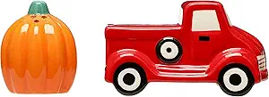Pearhead Truck And Pumpkin Salt & Pepper Shakers, Halloween Décor For The Kitchen, Thanksgiving Salt And Pepper Shaker Set