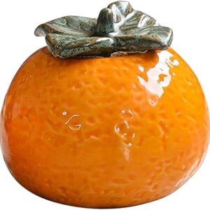 1Pc Orange Tea black pottery glass jar with lid Food Storage orange collectible ceramic kitchen canister Orange Shaped Tea Jar jars decor mason interior ceramics dining table