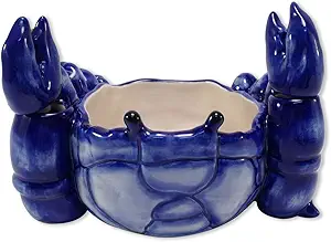 Blue Sky Ceramic Crab Butter Bowl, 7 x 5 x 5", Blue