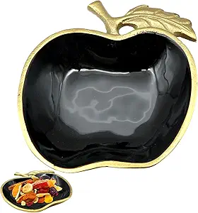 Fuition Decor - Gold and Black Apple Candy Dish - Candy Bowl - Key Bowl - Decorative Nut Bowl - Fruit Tray Candy Dish for Office Desk - Trinket Dish - Rosh Hashanah Bowls GBA