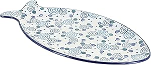 Blue Rose Polish Pottery Bubbles Large Fish Platter
