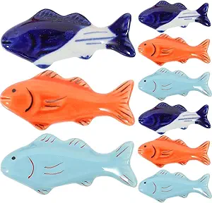 Alipis Fish Chopsticks Holder Stand, Ceramic Fish Chopsticks Rest Cute Animals Spoon Fork Stand Party Decor Chinese Japanese Decoration For Holiday Dining Table 9pcs
