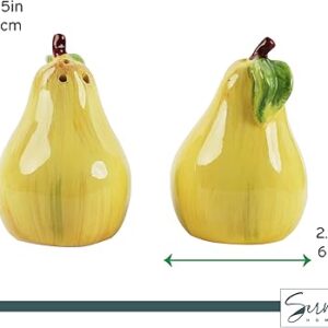 Novelty Ceramic Fruit Salt and Pepper Shakers Set - Pear