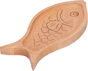 Serving Trays and Platters, Fish‑shaped Wooden Serving Plate Board for Fish Dish, Fruit Dessert Sushi Cheese Snack, 25 x 12 x 2cm