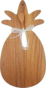 Pineapple Shaped Acacia Wood Serving and Cutting Board,Cute Charcuterie Board Cheese Platter with Cheese Spreader for Meat Cheese and Vegetables, Kitchen Decor Entertaining Gift Set-14 X 7.2 Inch