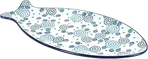 Blue Rose Polish Pottery Mosaic Beach Medium Fish Platter