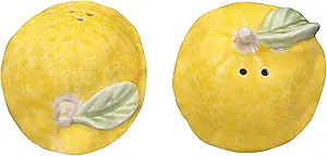 Yellow Stoneware Lemon Shaped Salt & Pepper Shakers (2 Pieces)