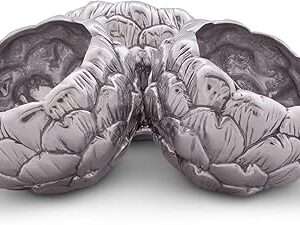 Arthur Court 3-Part Dip/Nut/Sauce/Condiment Bowl Solid Sand Casted Aluminum Metal Artichoke Shape Serving Bowls 9 inch Diameter