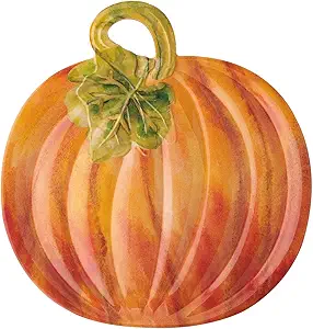 UPware Shape Platter Melamine Serving Platter BPA Free Food Platter 16.25 Inch Pumpkin Shaped Platter for Halloween Thanksgiving Decoration (16 1/4" Pumpkin)