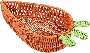 Alipis Carrot Shaped Rattan Basket Fruit Vegetable Bread Wicker Storage Basket for Easter Table Decorations Supplies S