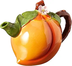 Gifts Peach Ceramic Teapot, 4-5/8-Inch