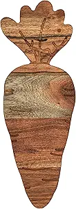 Carrot Shaped Wood Serving Board, Organic Wood Cutting Board for Kitchen, Wooden Charcuterie Boards, Funny Easter Serving Platter for Cheese and Food, 16.2" x 6.1"