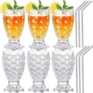 7 oz Cocktail Glasses Set of 6 Unique Pineapple TiKi Glass Creative Drinking Glasses Suitable for Cocktail, Wine, Juice, Water, Milk.Dishwasher safe