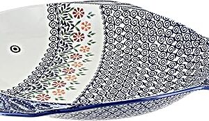 Blue Rose Polish Pottery Garden Bouquet Large Fish Platter