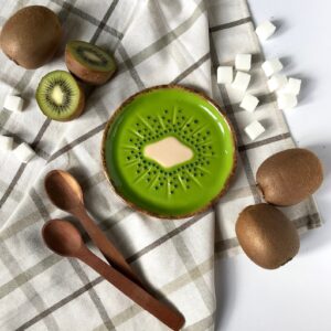 Kiwi Small Plates, Handmade Pottery Tableware, Green Ceramic Kitchenware Gift for Cook Lover, Gift For Fruit Lover, Unique Housewarming Gift